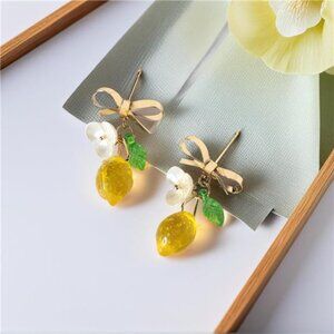 Handmade Lemon Earrings | Glass Bead Dangle | Durable & Vibrant